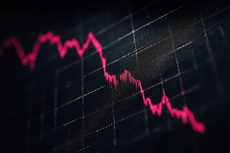 Stock market index chart on a dark screen